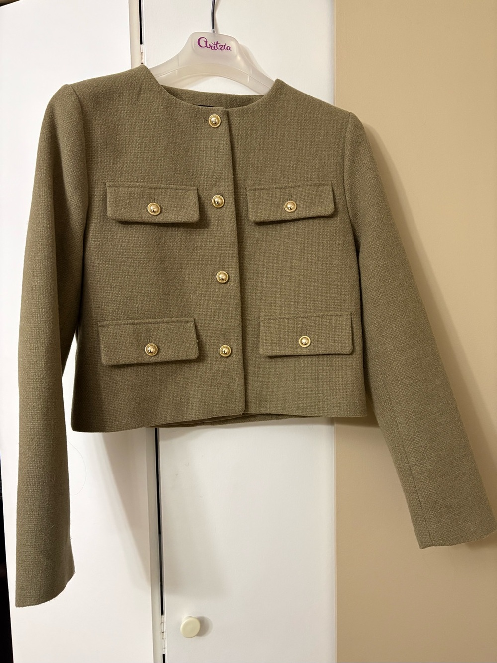 Zara Button Jacket - Olive Green